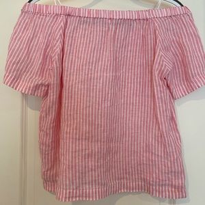 J.Crew pink/white striped off the shoulder top